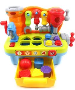 lot 20867 image: CifToys Musical Learning Workbench Toy for Kids Construction Work Bench Building Tools with Sound Effects & Lights Engineering Pretend Play