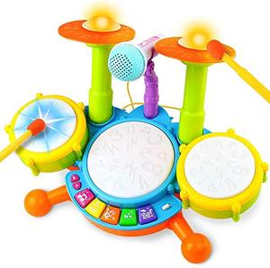 lot 20868 image: Kids Drum Set Musical Toys for Toddlers 3 Year Old Boys Girls Birthday Gift Learning Toys Activity Center Microphone Light up for 1 2 3