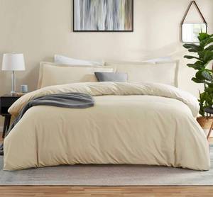 lot 20870 image: Nestl Beige Cream Duvet Cover Queen Size - Soft Queen Duvet Cover Set, 3 Piece Double Brushed Queen Size Duvet Covers with Button Closure, 1 Duvet Cover 90x90 inches and 2 Pillow Shams
