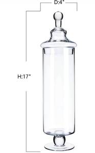 lot 20879 image: Glass Apothecary Jars, Clear Candy Bowl Dishes Holder Elegant Storage Buffet Display, Decorative Wedding Candy Organizer Canisters (Height 17 Body 4)