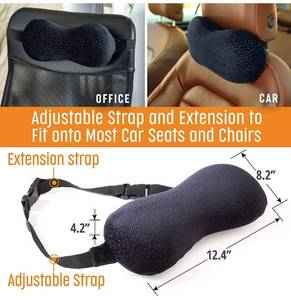 lot 20886 image: Flexicomfort Car Neck Pillow for Driving - Memory Foam Headrest Pillow with Easy-to-Carry Portable Bag - Compact Multi Purpose Travel Pillow - Machine Washable Soft Plush Cover - Extension Strap