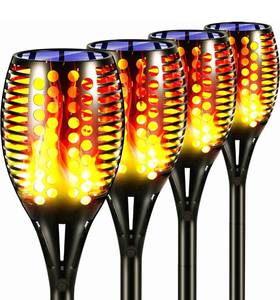 lot 20887 image: Topmante Upgraded Solar Torch Lights, Super Bright LED Waterproof Flickering Dancing Flames Torches Light Outdoor Solar Landscape Decoration Lighting Dusk to Dawn Auto OnOff Path Lamp (4 Pack-Circle)