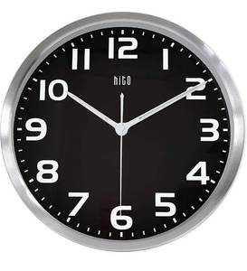 lot 20894 image: HITO Silent Non Ticking Wall Clock 12 wSmart Auto Nightlight Brightness Adjustable, Silver Metal Frame, Glass Cover, Sweep Movement (Hands  Numbers Illuminate)
