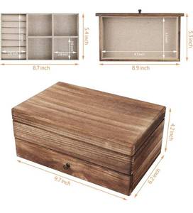 lot 20898 image: Meangood Jewelry Box Organizer for Women, 2 Layer Large Jewelry Storage Case, Rustic Wooden Jewelry Box with Mirror & Ring Tray for Necklace Earring Bracelets Rings, Vintage Style (Torched Wood)
