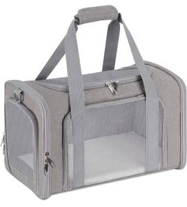 lot 20901 image: Echohana Cat Carrier, Airline Approved Cat Carrier for Medium Cats, Soft Cat Carrier with 2 Prevent Escape Zipper, and 1 Easily Identifiable Name Tags, Rectangular Frame Has More Space (Medium, Grey)