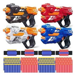 lot 20904 image: POKONBOY 4 Pack Blaster Toy Guns Compatible with Nerf Gun Bullets, Toy Guns for Boys with 160 Pcs Refill Darts 4 Wristbands Foam Blasters Guns Toys for 6-10 Year Old Boys Girls
