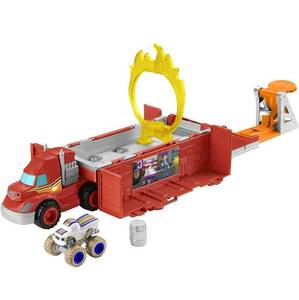 lot 20907 image: Fisher-Price Blaze and the Monster Machines Launch & Stunts Hauler, Transforming Vehicle and Playset with Die-Cast Monster Truck for Kids Ages 3 and Up