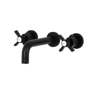 lot 26436 image: Kingston Brass KS8120ZX Millennium 2-Handle Wall Mount Bathroom Faucet Matte Black