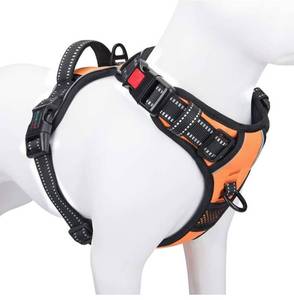 lot 26437 image: PHOEPET No Pull Dog Harnesses for Small Dogs Reflective Adjustable Front Clip Vest with Handle 2 Metal Rings 3 Buckles Easy to Put on & Take Off (S, Orange)