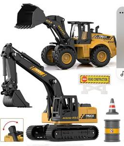 lot 26455 image: Construction Toys Excavator for Kids, Geyiie Construction Vehicle Set Bulldozer Tractor Truck Engineer Caterpillar, Movable Claw Digger Trucks Toy for Boys Girls 3-12 Years Old.1