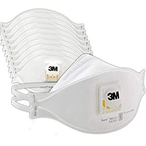 lot 26476 image: 3M Aura Particulate Disposable Respirator 9211 with Cool Flow Valve, N95, Smoke, Grinding, Sanding, Sawing, Sweeping, Woodworking, Dust, 10Pack (B00AEXIS4S)