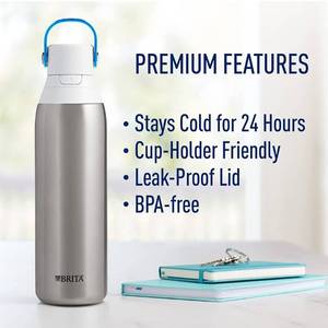lot 26488 image: Brita Insulated Filtered Water Bottle with Straw, Reusable, Stainless Steel Metal, 20 Ounce