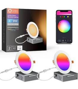 lot 26489 image: Lumary Smart Recessed Lighting 4 Inch - Ultra-Thin LED Recessed Lighting 9W 810LM Smart Can-Killer Downlight with Junction Box Work with AlexaGoogle Assistant(4 Inch-2PACK)
