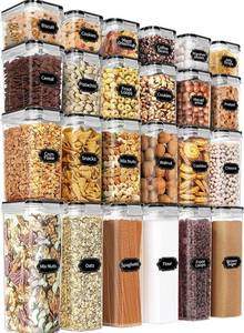 lot 26492 image: PRAKI Airtight Food Storage Containers Set with Lids - 24 PCS, BPA Free Kitchen and Pantry Organization, Plastic Leak-proof Canisters for Cereal Flour & Sugar - Labels & Marker