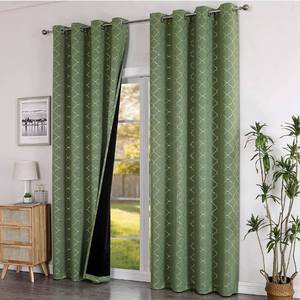 lot 26497 image: St. Patricks Day Full Blackout Spring Thermal Insulated Curtains 95 Inch Long for Bedroom, Green Drapery with Gold Geometric Pattern Room Darkening Grommet Window Curtain for Living Room, 2 Panels