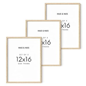 lot 26503 image: HAUS AND HUES 12x16 Beige Oak Wood Frames Set of 3 - 12x16 Picture Frame Wood Frame for 12x16 Print, Frame for Poster, Frame for Wall Art, 12 x 16 Poster Frame (Beige Oak)