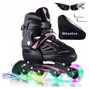 lot 26504 image: Wheelive Adjustable Inline Skates for Kids and Adults, Beginner Roller Skates Performance Roller Blades Skates with Full Light Up Wheels Ideal for Youth Boys and Girls, Men and Women. Size Small 26-28