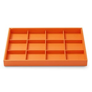 lot 26506 image: Oirlv Luxury Leather Jewelry Tray Orange Stackable Jewelry Drawer Organizer Trays Bracelets Bangles Watches Storage