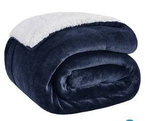 lot 26512 image: BEDSURE Sherpa Fleece Throw Blanket Twin Size for Couch - Thick and Warm Blankets for Winter, Soft and Fuzzy Twin Blanket for Bed, Navy, 60x80 Inches