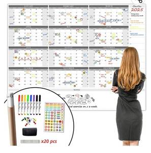 lot 26531 image: Jumbo Dry Erase Wall Calendar - 48x58 2023 Undated Yearly Planner for Home, Office, School Projects - X Large Erasable Laminated Task Organizer