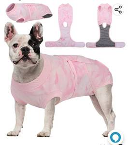 lot 26533 image: Kuoser Dog Recovery Suit After Surgery, Tie Dye Pet Recovery Shirt Doggy Cats Bodysuits for Abdominal Wounds, Soft & Breathable Anti Licking Dogs Onesie, Cone E-Collar Alternative for Skin Damage. Medium
