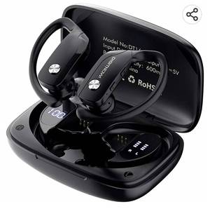 lot 26534 image: DIGITNOW Wireless Earbuds Bluetooth Headphones 48hrs Playback Sport Earphones with Deep Bass LED Display Waterproof Over EarHook in Ear Built in Mic Headset