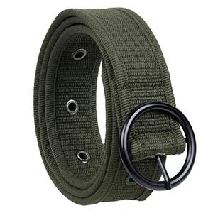 lot 26536 image: moonsix Canvas Grommet Belt for Men, Casual Web Hole Belt 1.5 Jeans Dress Waist Belt,Army Green