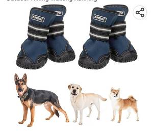 lot 26541 image: PUPTECK Dog Boots for Winter, Waterproof 2 Pairs Anti-Slip Paw Protector - Doggy Shoes with Reflective Straps for Medium Large Doggies Outdoor Hiking Walking Running Size 9