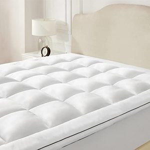 lot 26549 image: Bedsure Thick Twin Mattress Topper - for Back Pain Mattress Pad Pillow Top Mattress Cover up to 18 Deep Pocket, Padded PillowTop with Fluffy Down Alternative Fill