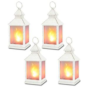 lot 26553 image: 11 Vintage Style Decorative Lantern,Flame Effect LED Lantern,(White,4 Hours Timer), Indoor Lanterns Decorative,Outdoor Hanging Lantern,Decorative Candle Lanterns ZKEE(Set of 4)