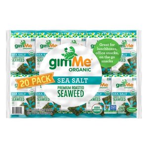 lot 26564 image: Lot of 2 gimMe - Sea Salt - 20 Count - Organic Roasted Seaweed Sheets - Keto, Vegan, Gluten Free - Great Source of Iodine & Omega. Best before August 02 2021