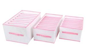 lot 26565 image: Lot of 2. bella4home - 3Pcs Foldable Closet Organizers and Clothes Storage Bins Washable Divided Fabric for Drawer Organizer of Jeans, T-shirts, Underwear, Socks Linen Organizer, Pink