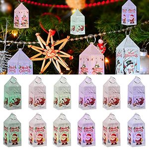 lot 31286 image: Christmas Decorations, 24Pcs Christmas Tree Ornaments, Hanging Christmas Lanterns, RGB Colors Changing LED Flameless Lantern