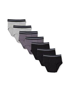 lot 31306 image: Amazon Essentials Mens Tag-Free Cotton Briefs, Pack of 7, BlackCharcoalGrey Heather, Large