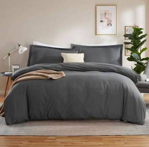lot 31326 image: Nestl Grey Duvet Cover Queen Size - Soft Queen Duvet Cover Set, 3 Piece Double Brushed Queen Size Duvet Covers with Button Closure, 1 Duvet Cover 90x90 inches and 2 Pillow Shams Amazons Choice