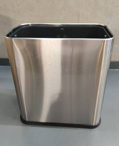 lot 31340 image: Coloch 10L Rectangle Metal Trash Can, 2.6 Gallon Stainless Steel Wastebasket Slim Size Garbage Bin Silver Invisi-Overlap Open Top Rubbish Bin for Bathroom, Kitchen, Home, Hotel, Office, School