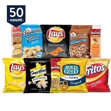lot 300008 image: Frito-Lay Sweet & Salty Snacks Variety Box, Mix of Cookies, Crackers, Chips & Nuts, 50 Count