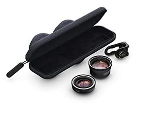 lot 16656 image: ShiftCam Photography ProLens Kit for iPhone and Android - 60mm Telephoto Lens, 18mm Wide-Angle Lens, Universal Mount and Travel Pouch (B08TZVBC3C)