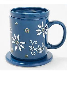 lot 59290 image: Temp-tations 14-oz Ceramic Mug with Warming Base Blue,