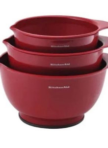 lot 59299 image: KitchenAid Set of 3 Non-Slip Mixing Bowls Onyx Black,