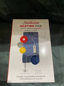 lot 59344 image: Sunbeam 12x24 King Size Heating Pad w XpressHeat & Comp Newport Blue,