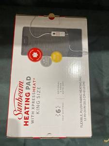 lot 59345 image: Sunbeam 12x24 King Size Heating Pad w XpressHeat & Comp Slate Grey,