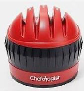 lot 59349 image: Chefologist 3-Stage Knife Sharpener with Scissor Sharpener Red,