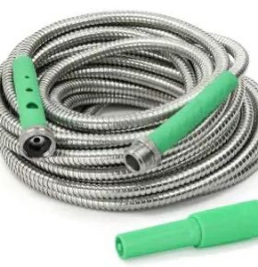 lot 59352 image: Bernini 50 No-Kink Metal Garden Hose Lite with Easy Grip Mint,
