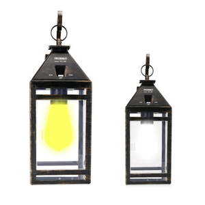 lot 59400 image: TECHKO Black Solar Outdoor Hanging Lantern LED Amber or White Light