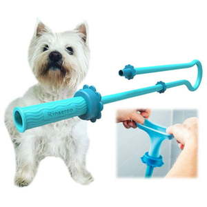 lot 59488 image: Rinseroo Slip-on No-Install Dog Bather. Portable Pet Showerhead and Sink Attachment Hose Stretch-On Dog Wash Sprayer (Note Tub Spout Warning)