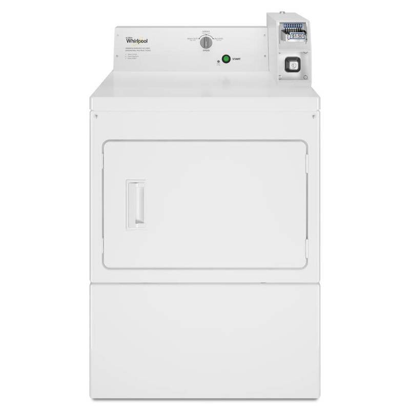 lot 10615 image: Whirlpool - 7.4 Cu. Ft. Commercial Gas Dryer with High-Velocity Airflow System Coin Operated - White ModelCEM2745FQ Brand New Factory Sealed Retail $1,199.99