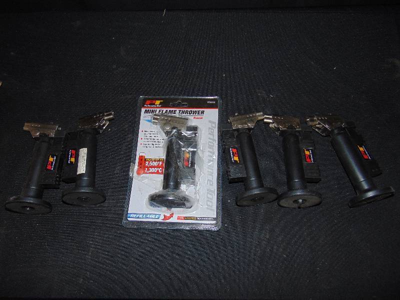 lot 9006 image: (6) ct. lot Performance Tools Mini Flame Thrower Butane lighter, refillable-- all work