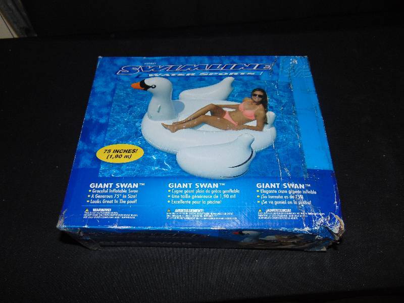 lot 9036 image: Swimline Water Sports Giant Swan Ride-On Inflatable, 75