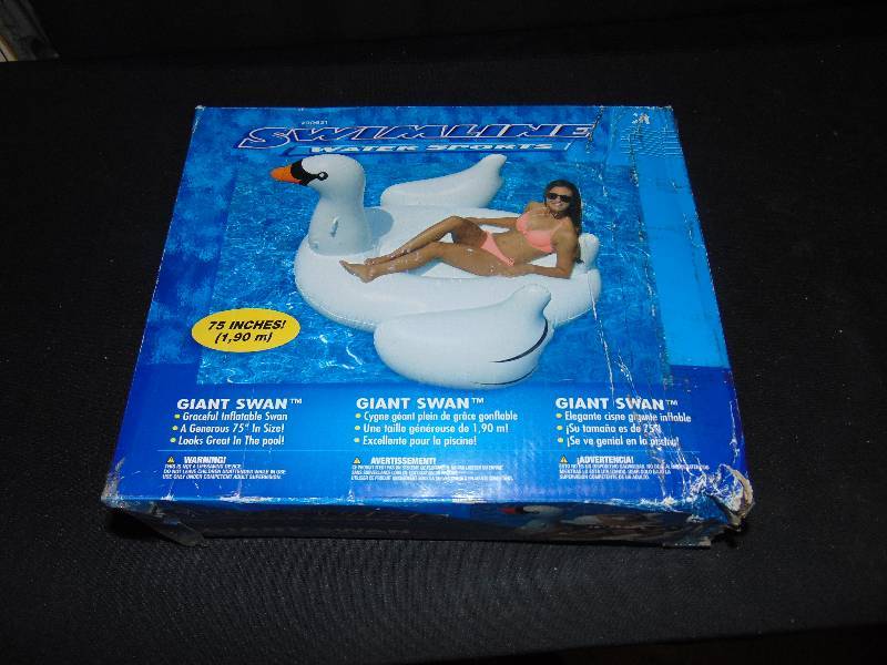 lot 9037 image: Swimline Water Sports Giant Swan Ride-On Inflatable, 75